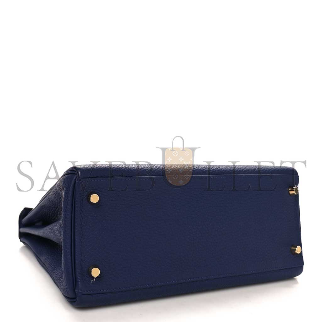 HERMÈS MASTER TOGO KELLY RETOURNE 28 BLEU ENCRE (28*22*10cm)